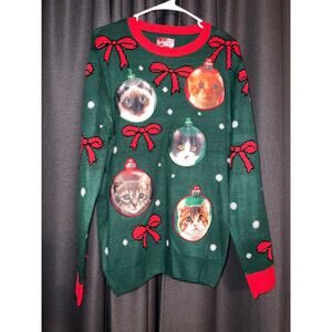 Ugly Christmas Sweater Xmas Size Medium Cat
